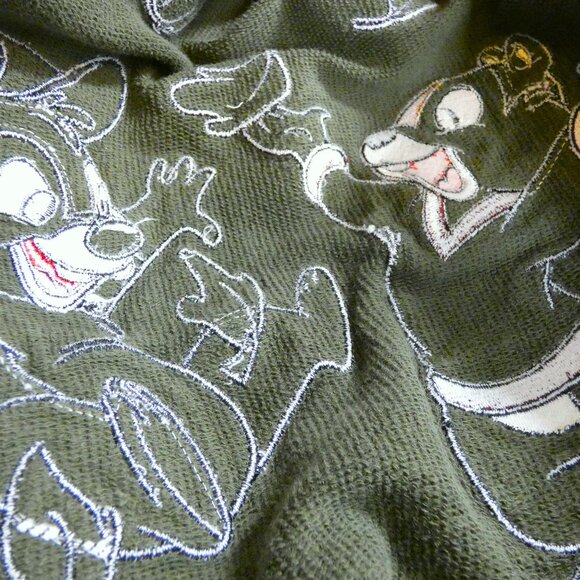 Disney Varsity Jacket Size S Chip & Dale Olive Green Embroidered Rare Hong Kong - Picture 9 of 13